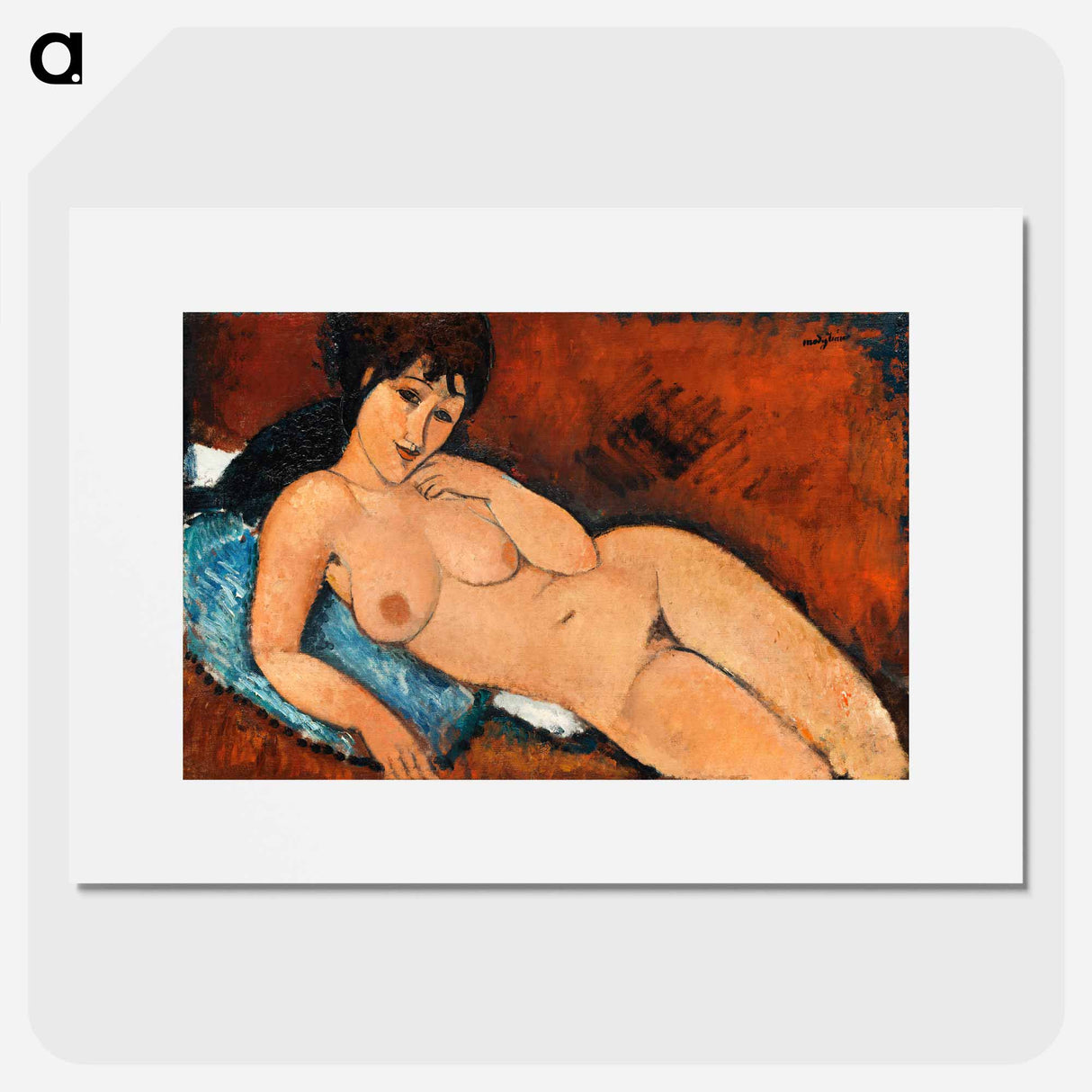 Nude on a Blue Cushion - Amedeo Modigliani Poster.