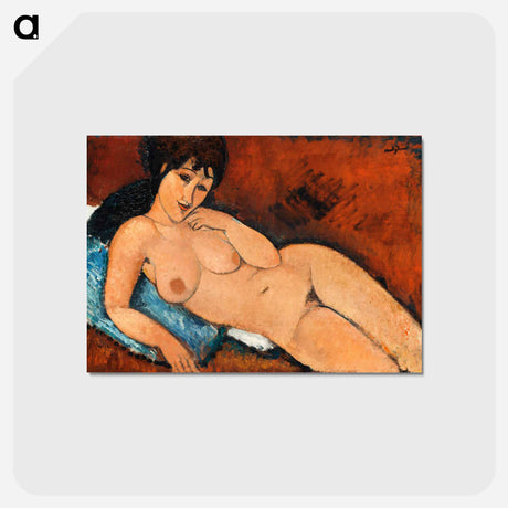 アートポストカード-Nude on a Blue Cushion - アメデオ モディリアーニ Postcard.