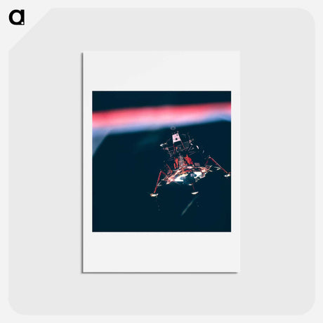 アートポストカード-Eagle prior to descent to the moon - アポロ月面着陸 Postcard.