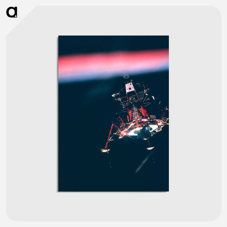 アートポストカード-Eagle prior to descent to the moon - アポロ月面着陸 Postcard.