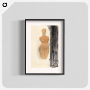 アートポスター-Naked woman showing her breasts, vintage nude illustration - オーギュスト ロダン Poster.