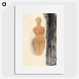 Naked woman showing her breasts, vintage nude illustration - Auguste Rodin Poster.