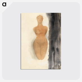 アートポストカード-Naked woman showing her breasts, vintage nude illustration - オーギュスト ロダン Postcard.