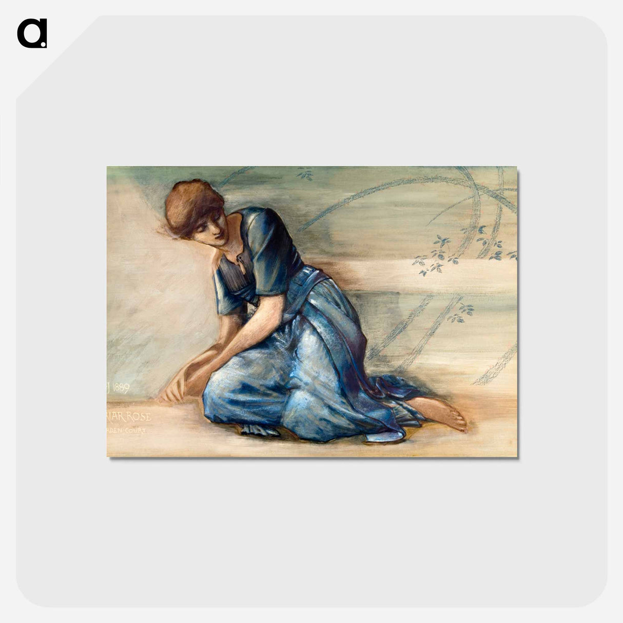 アートポストカード-The Briar Rose Series - Study for 'The Garden Court' - エドワード バーン ジョーンズ Postcard.