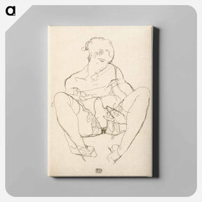 アートパネル-Seated Woman in Chemise - エゴン シーレ Canvas.
