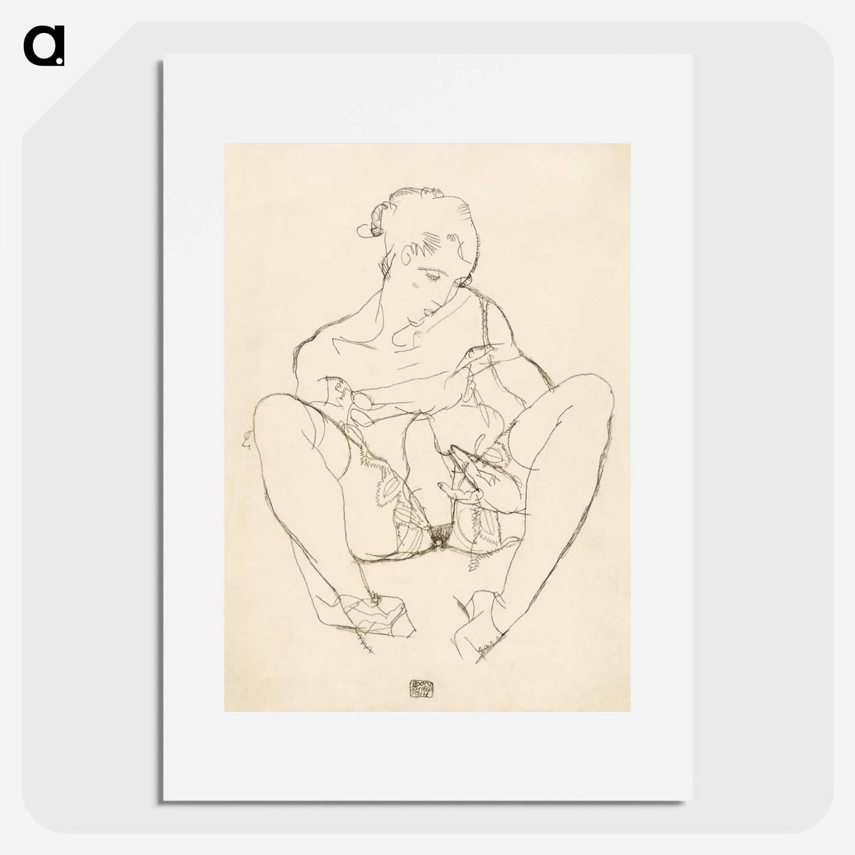 Seated Woman in Chemise - Egon Schiele Poster.