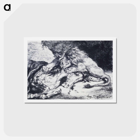 アートポストカード-ブルー - ウジェーヌ ドラクロワ Postcard.