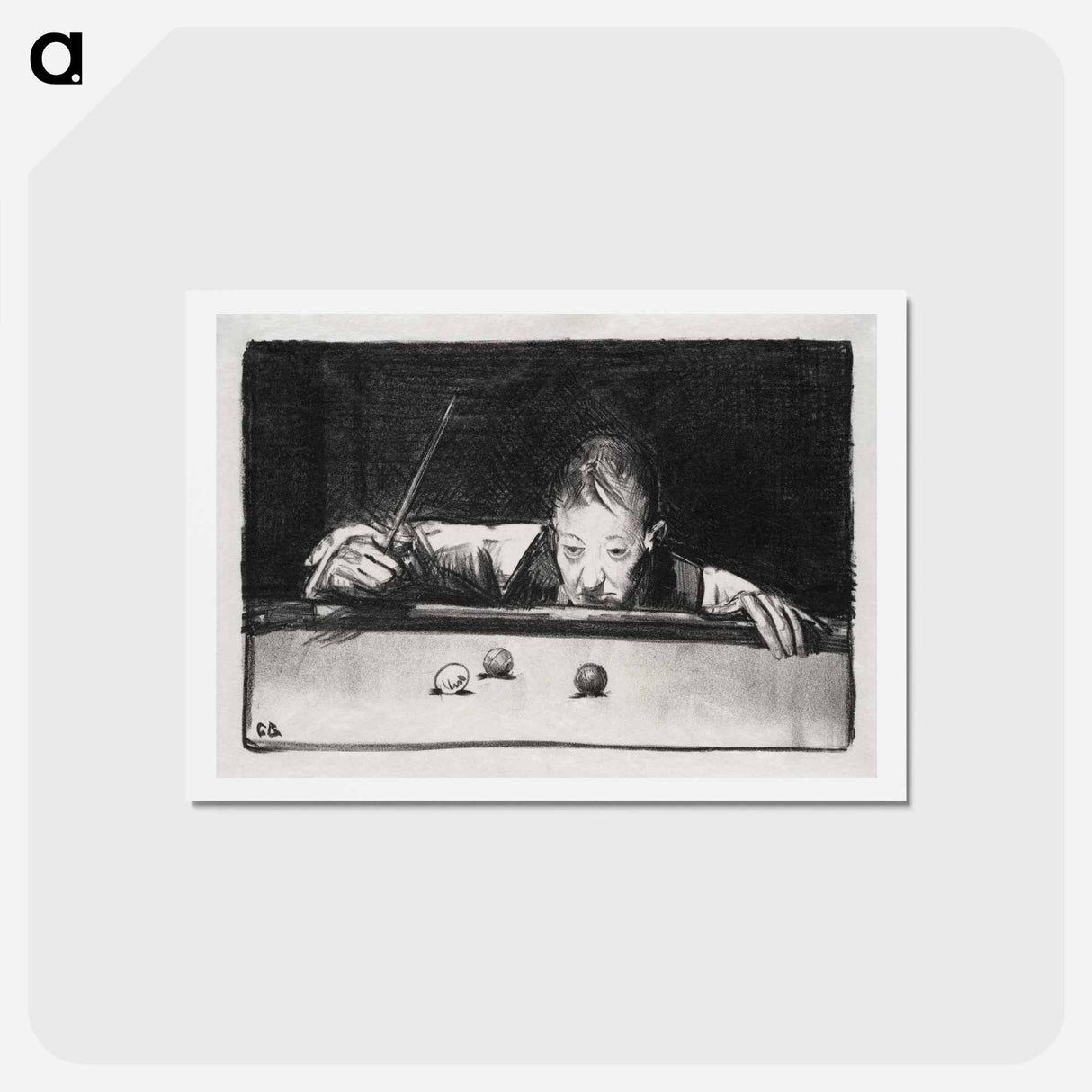 アートポストカード-Indoor athlete, first stone - ジョージ ベローズ Postcard.