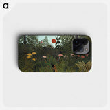 Virgin Forest with Sunset - Henri Rousseau Phone Case.