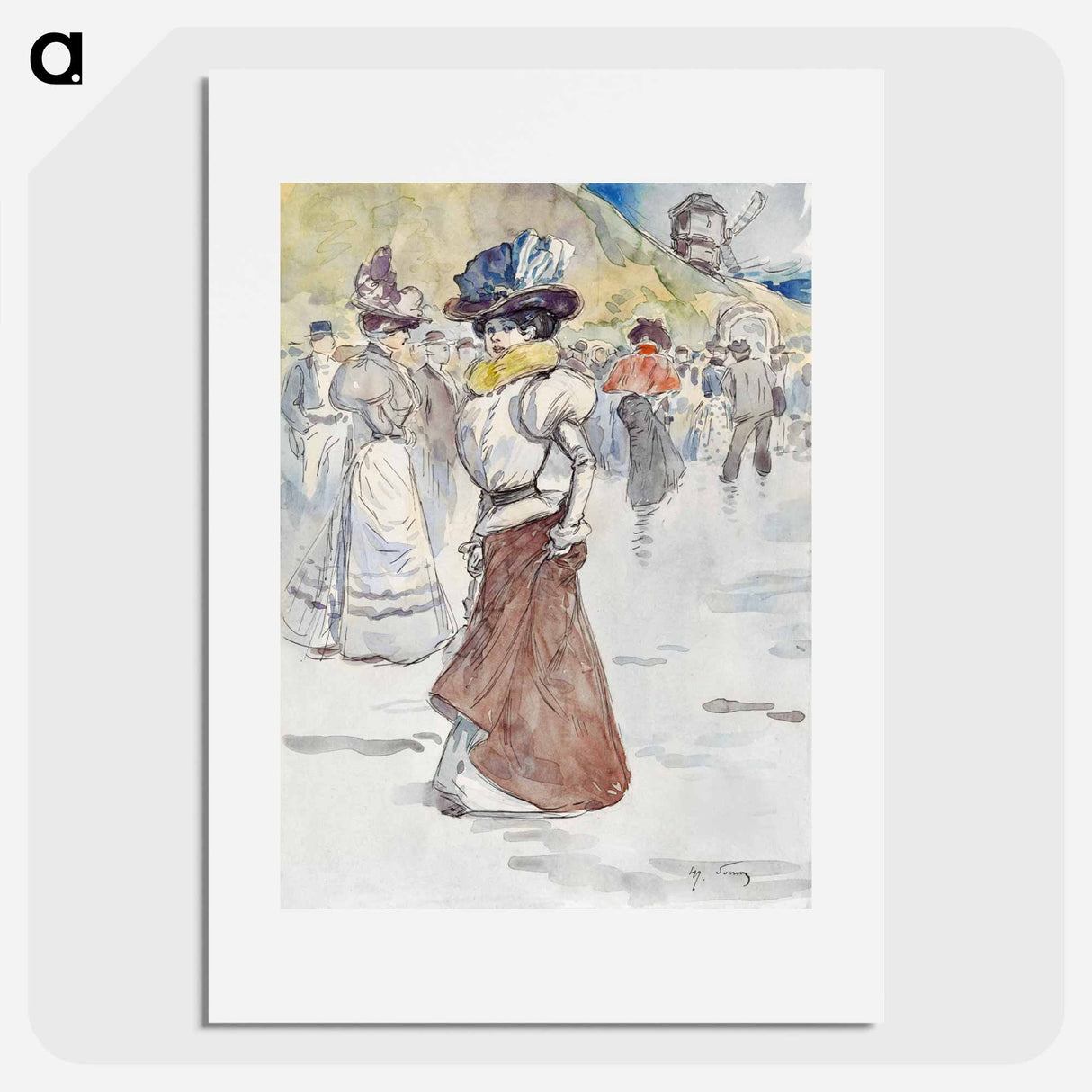 Walkers in front of the Galette mill - アンリ ソム Poster.