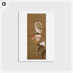 アートポストカード-Hen and Rooster with Grapevine
 - 伊藤若冲 Postcard.