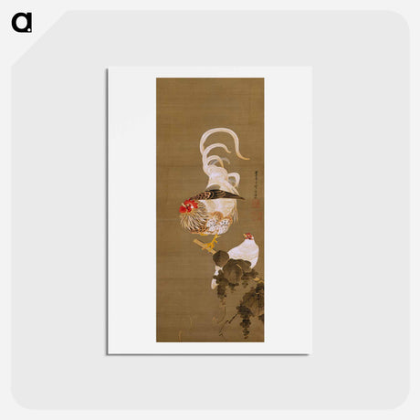アートポストカード-Hen and Rooster with Grapevine
 - 伊藤若冲 Postcard.