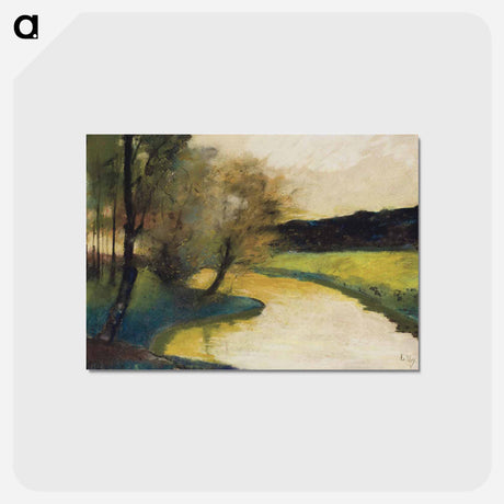 アートポストカード-Herbstliche Bachlandschaft im Abendlicht - レッサー ユリィ Postcard.