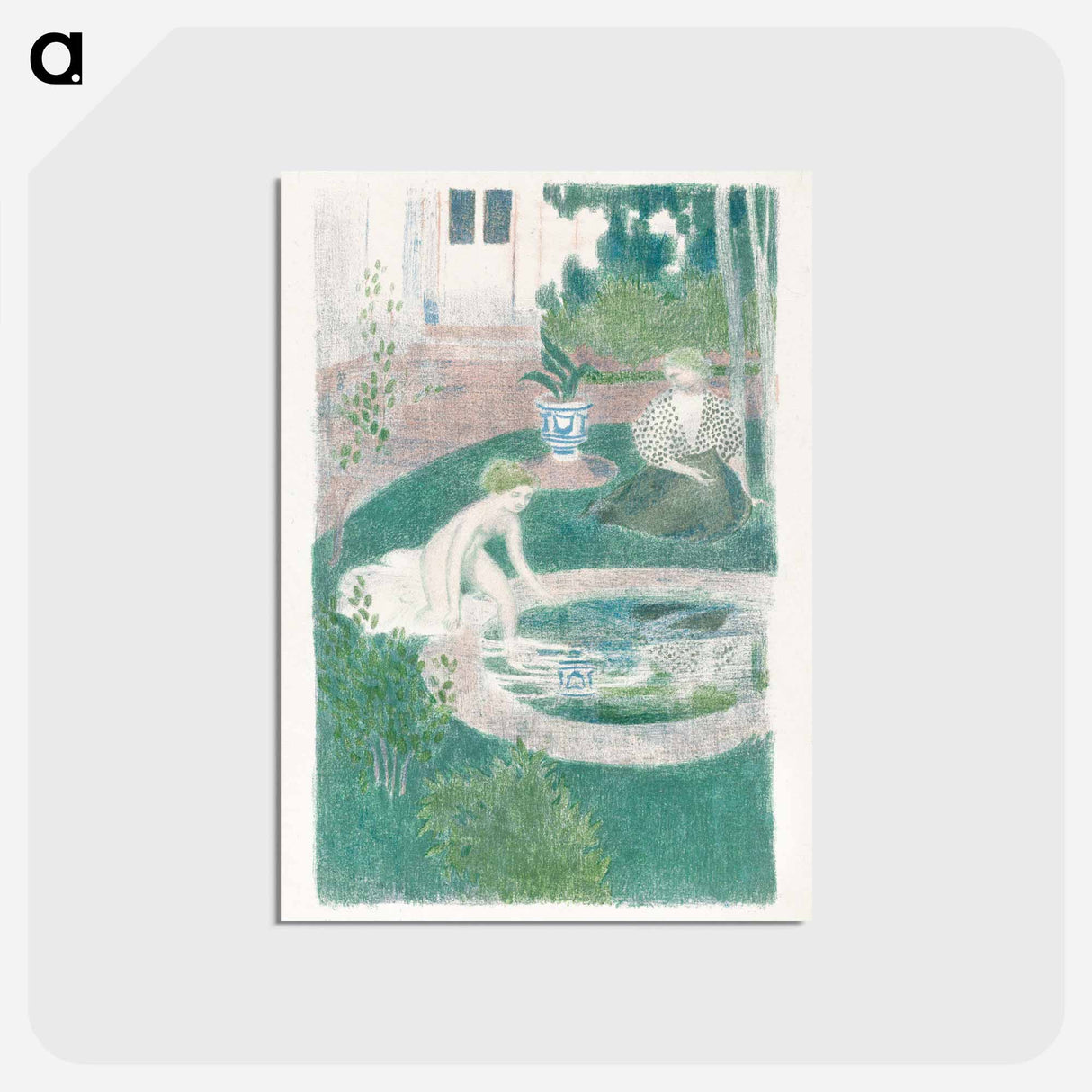 アートポストカード-The reflection in the fountain - モーリス ドニ Postcard.