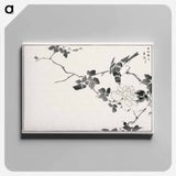アートパネル-Pallas’s Blue Robin and Rose
 - 鳥類図鑑 Canvas.