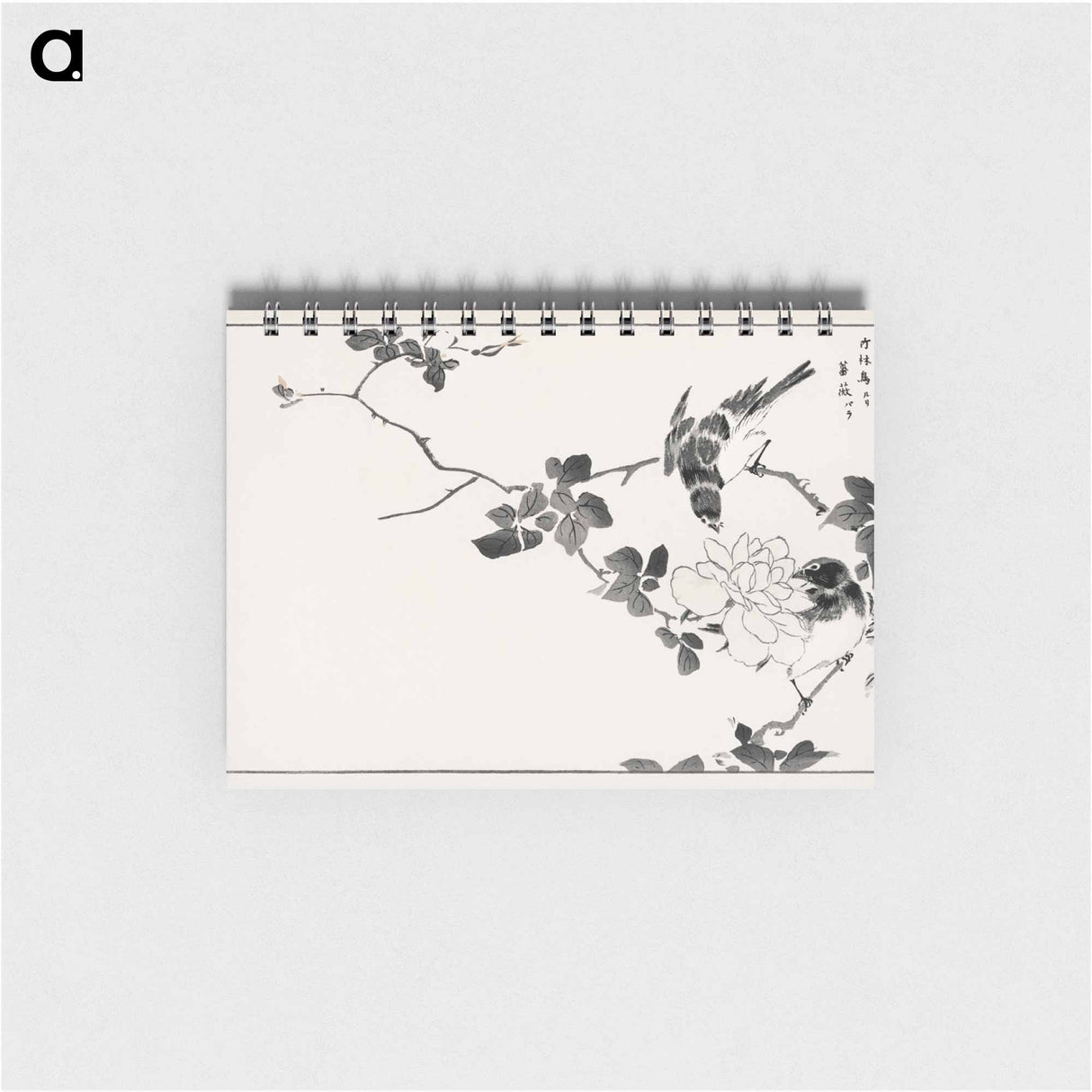 アートメモ帳-Pallas’s Blue Robin and Rose
 - 鳥類図鑑 Memo.