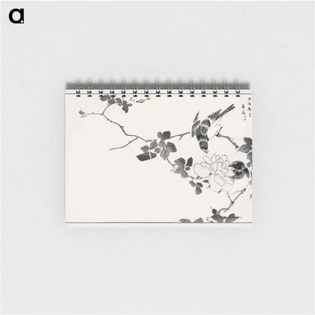アートメモ帳-Pallas’s Blue Robin and Rose
 - 鳥類図鑑 Memo.