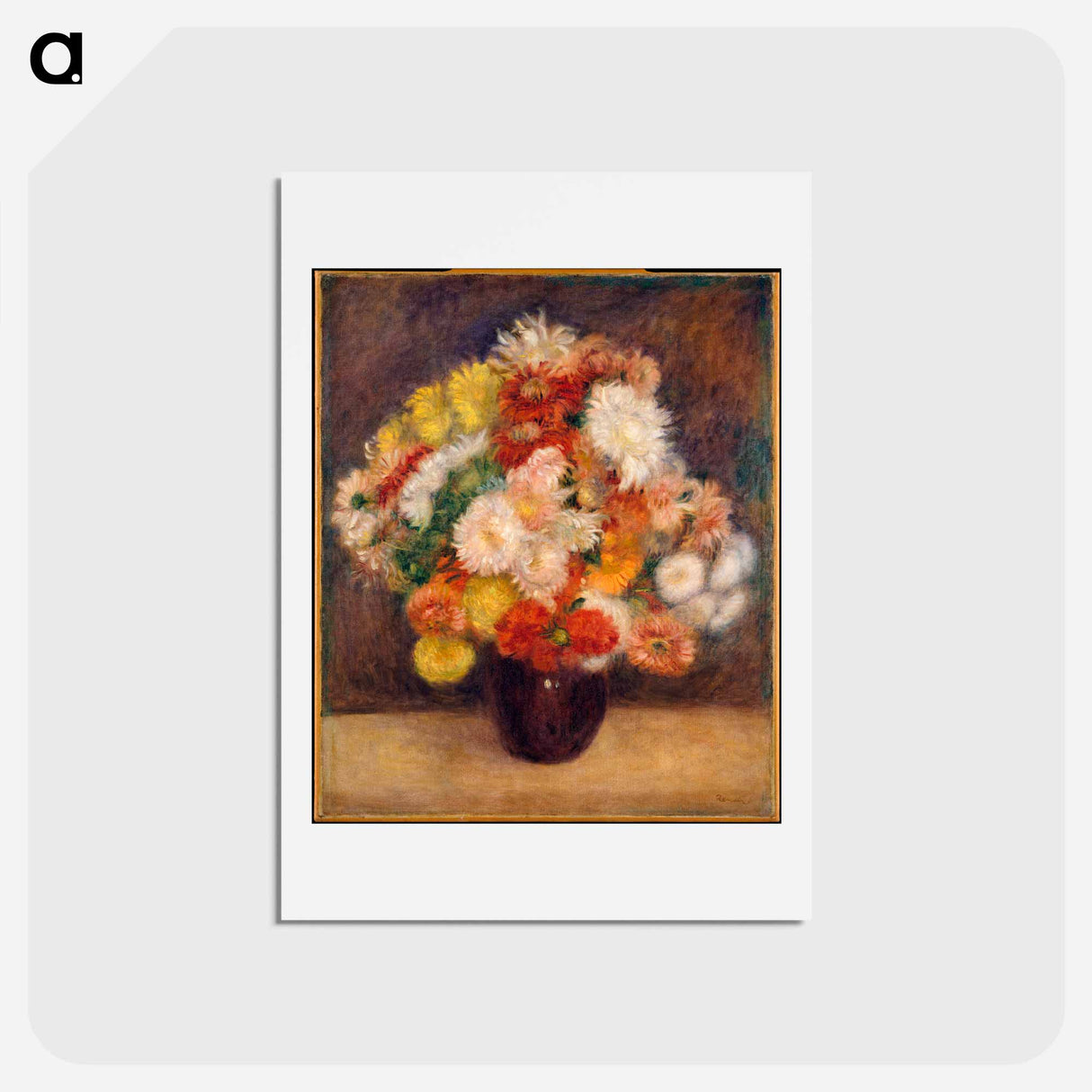 アートポストカード-Bouquet of Chrysanthemums - ピエール オーギュスト ルノワール Postcard.