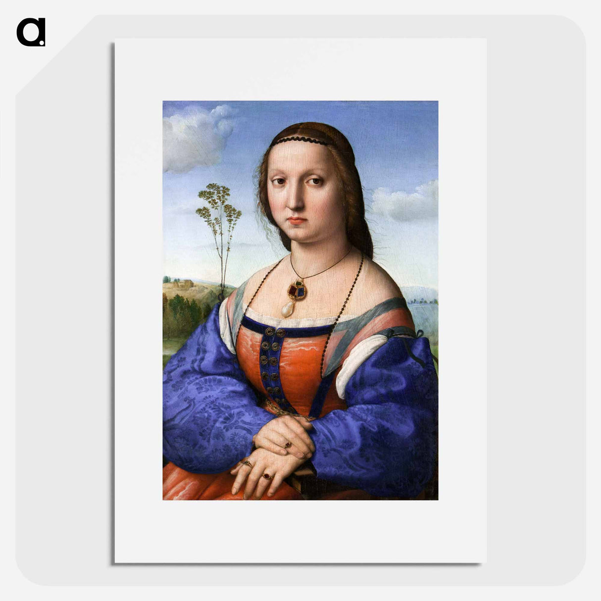 Raphael's Portrait of Maddalena Strozzi Doni - ラファエロ サンティ Poster.
