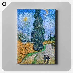 アートパネル-Road with Cypress and Star - フィンセント ファン ゴッホ Canvas.