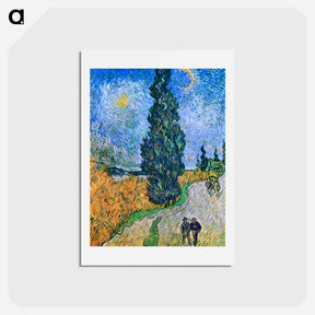 アートポストカード-Road with Cypress and Star - フィンセント ファン ゴッホ Postcard.