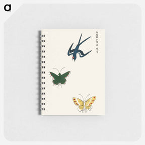 アートメモ帳-Swallow and Butterflies - 八丘椿 Memo.