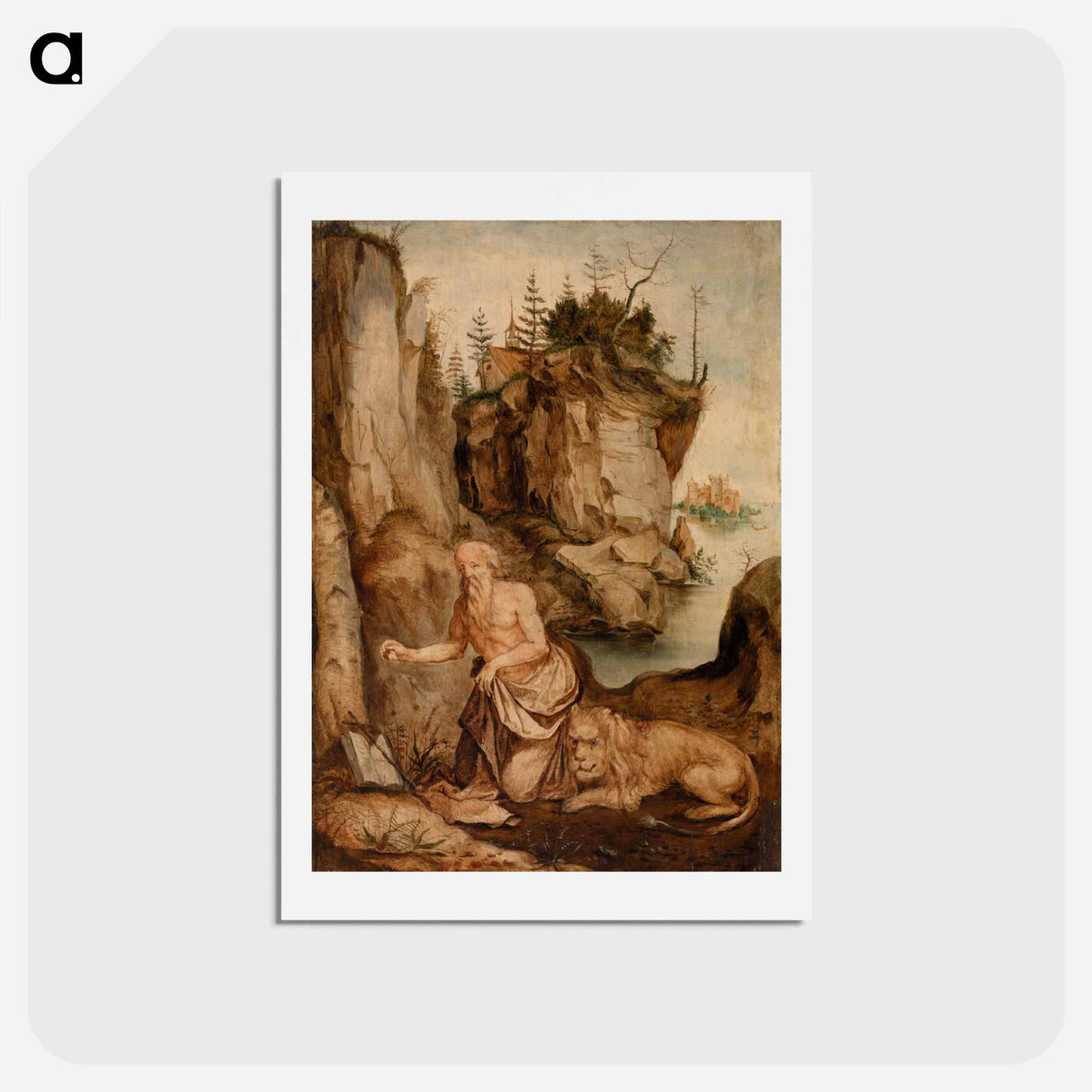 アートポストカード-Saint Jerome and the Lion - アルブレヒト デューラー Postcard.