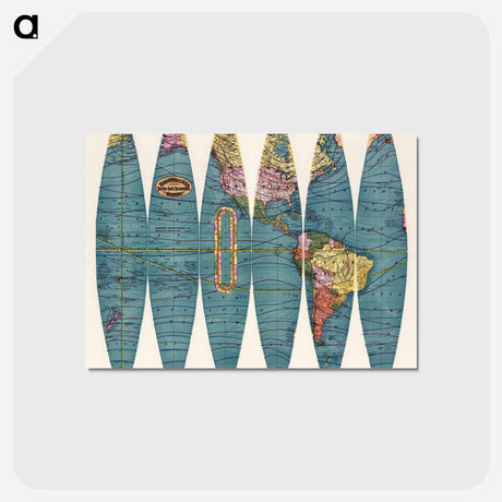 アートポストカード-New twelve inch terrestrial globe - アンティーク地図 Postcard.