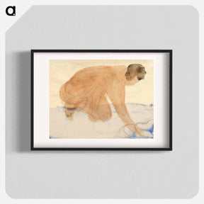 アートポスター-Naked woman on her knees, vintage nude illustration - オーギュスト ロダン Poster.