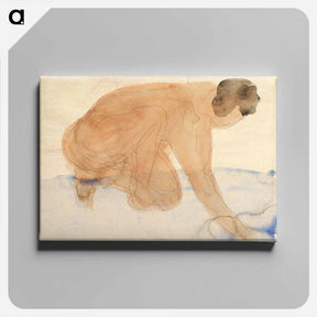 アートパネル-Naked woman on her knees, vintage nude illustration - オーギュスト ロダン Canvas.
