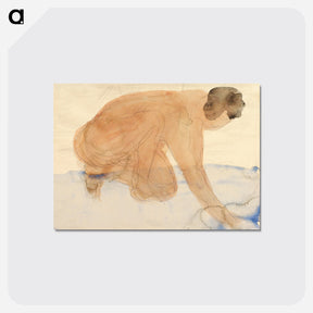 アートポストカード-Naked woman on her knees, vintage nude illustration - オーギュスト ロダン Postcard.