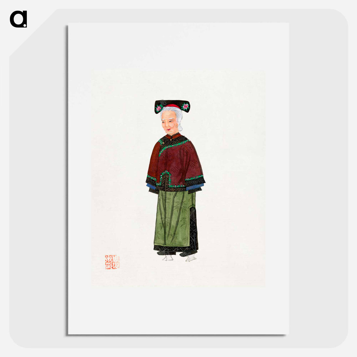 アートポスター-Old Lady in Light Green Embroidered Silk Costume
 - 中国の衣装 Poster.