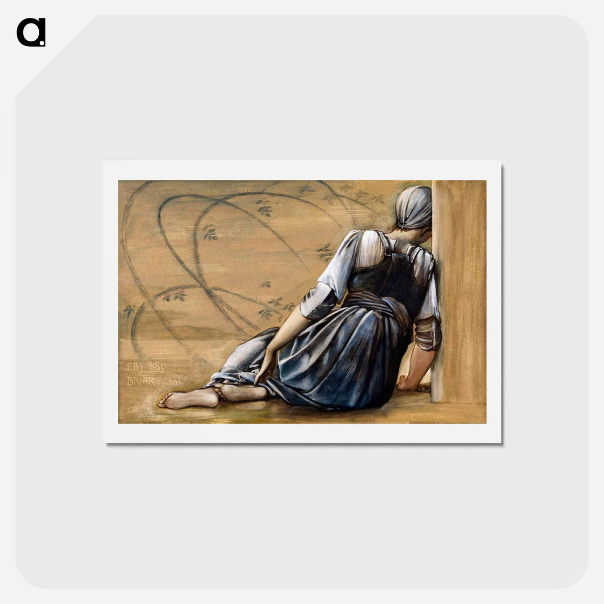 アートポストカード-The Briar Rose Series - Study for 'The Garden Court' - エドワード バーン ジョーンズ Postcard.