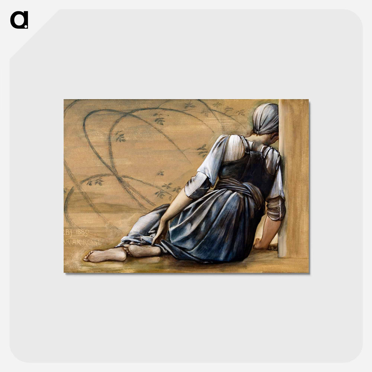 アートポストカード-The Briar Rose Series - Study for 'The Garden Court' - エドワード バーン ジョーンズ Postcard.