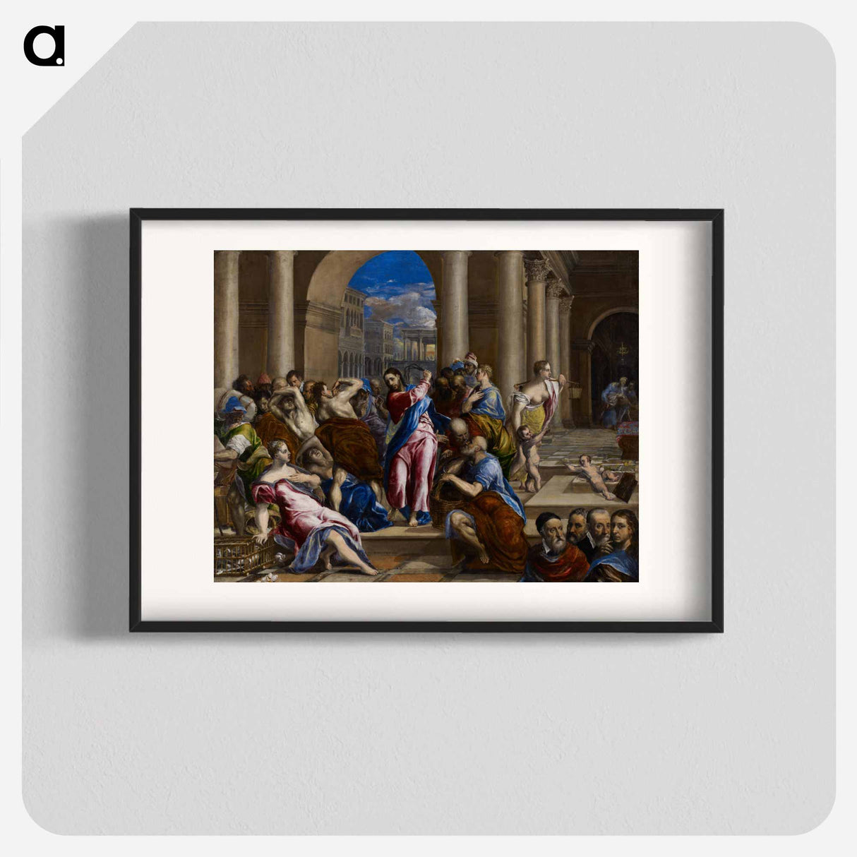 Christ driving the money-changers from the temple with a whip - エル グレコ Poster.
