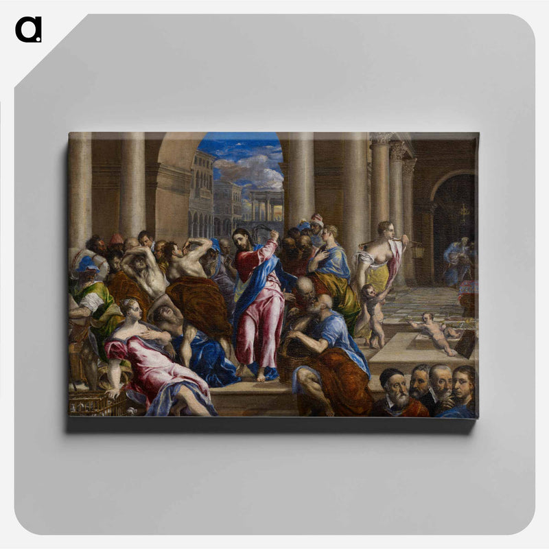 Christ driving the money-changers from the temple with a whip - エル グレコ Canvas.