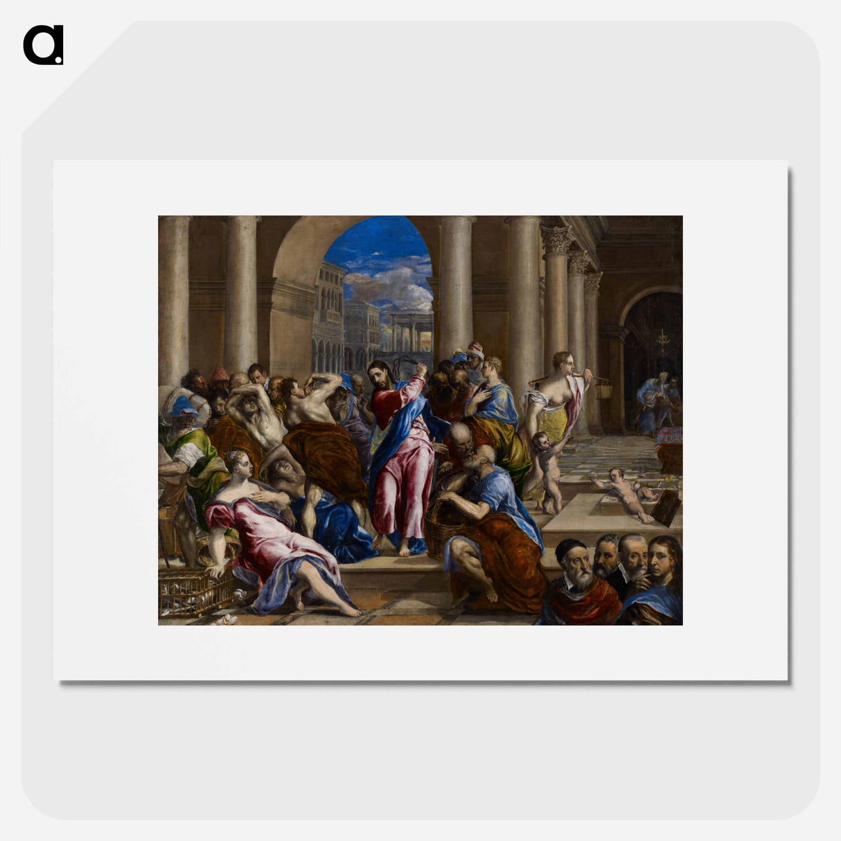 Christ driving the money-changers from the temple with a whip - エル グレコ Poster.