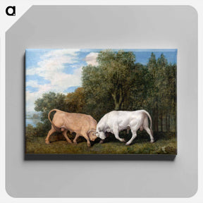 アートパネル-Bulls Fighting
 - ジョージ スタッブス Canvas.