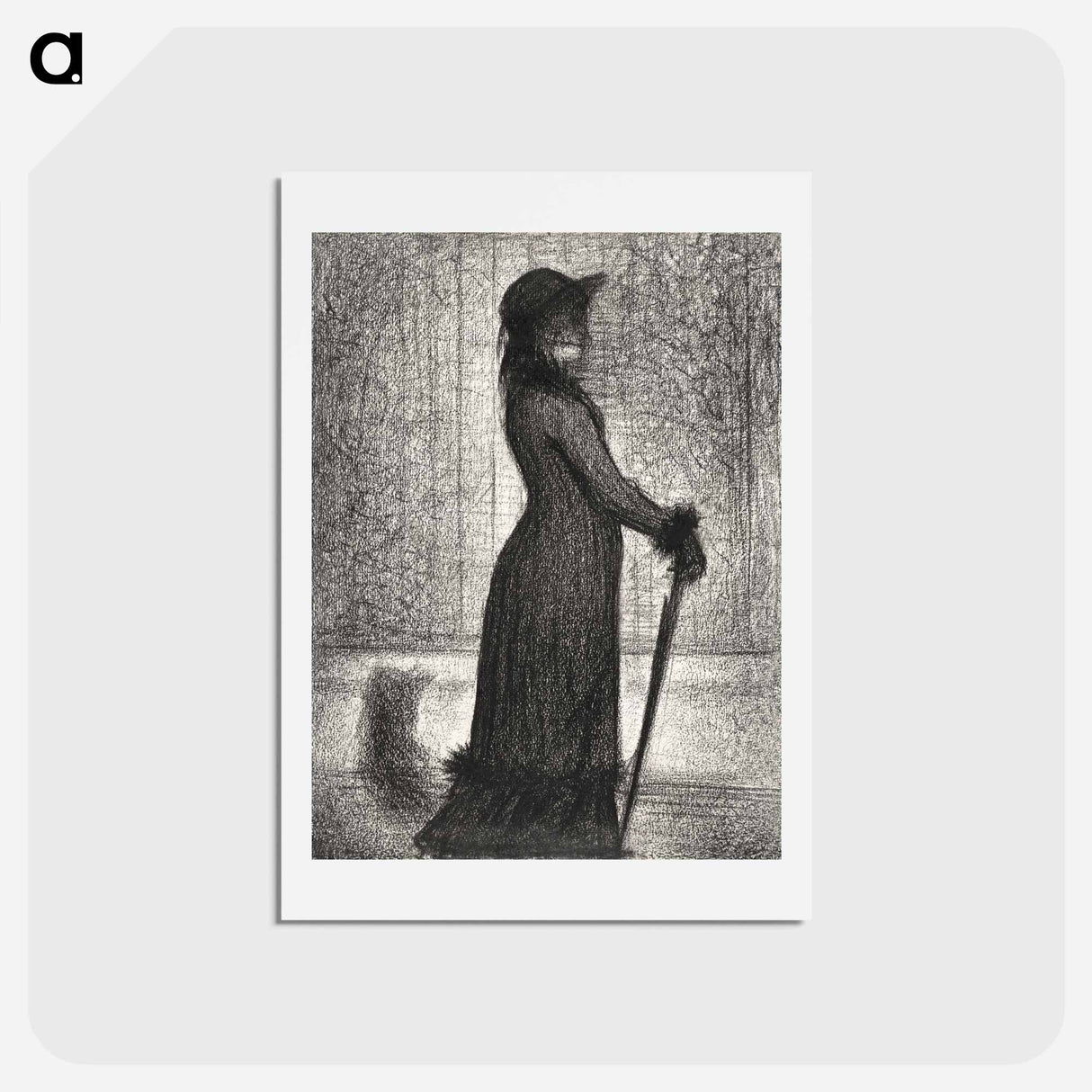 アートポストカード-Woman Strolling - ジョルジュ スーラ Postcard.