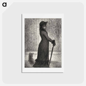 アートポストカード-Woman Strolling - ジョルジュ スーラ Postcard.