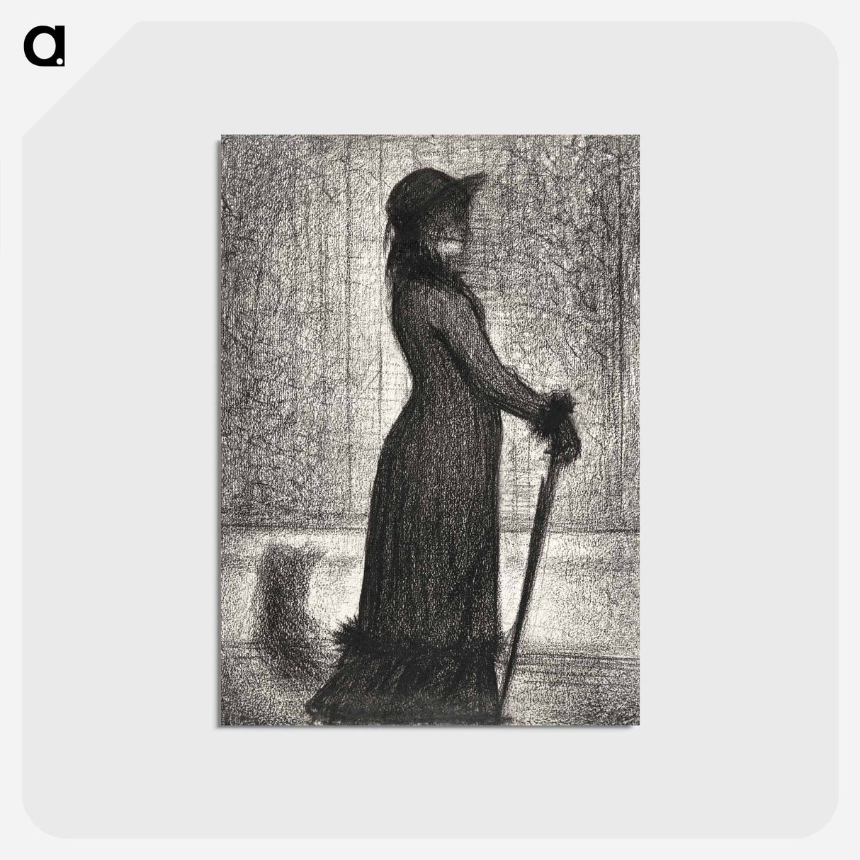 アートポストカード-Woman Strolling - ジョルジュ スーラ Postcard.