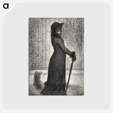 アートポストカード-Woman Strolling - ジョルジュ スーラ Postcard.