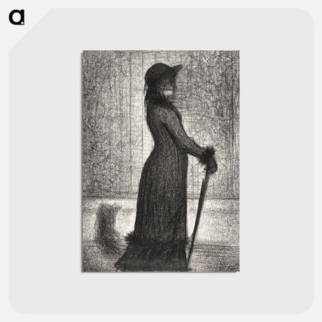アートポストカード-Woman Strolling - ジョルジュ スーラ Postcard.