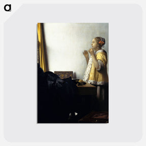 アートポストカード-Young Woman with a Pearl Necklace - ヨハネス フェルメール Postcard.
