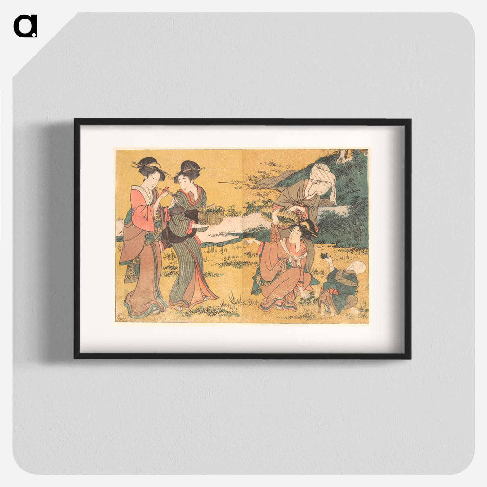 Girls Picking Green Leaves - 喜多川 歌麿 Poster.