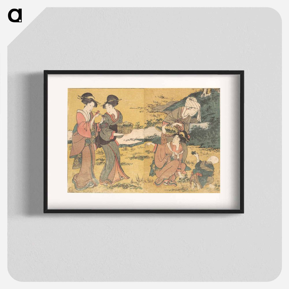 Girls Picking Green Leaves - 喜多川 歌麿 Poster.