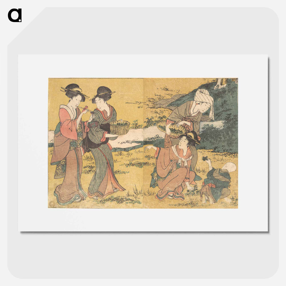 Girls Picking Green Leaves - 喜多川 歌麿 Poster.