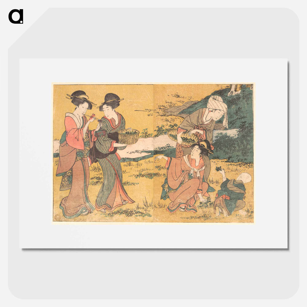 Girls Picking Green Leaves - 喜多川 歌麿 Poster.