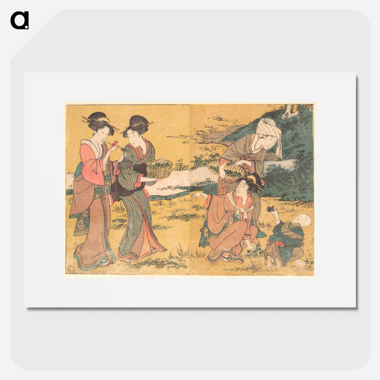 Girls Picking Green Leaves - 喜多川 歌麿 Poster.