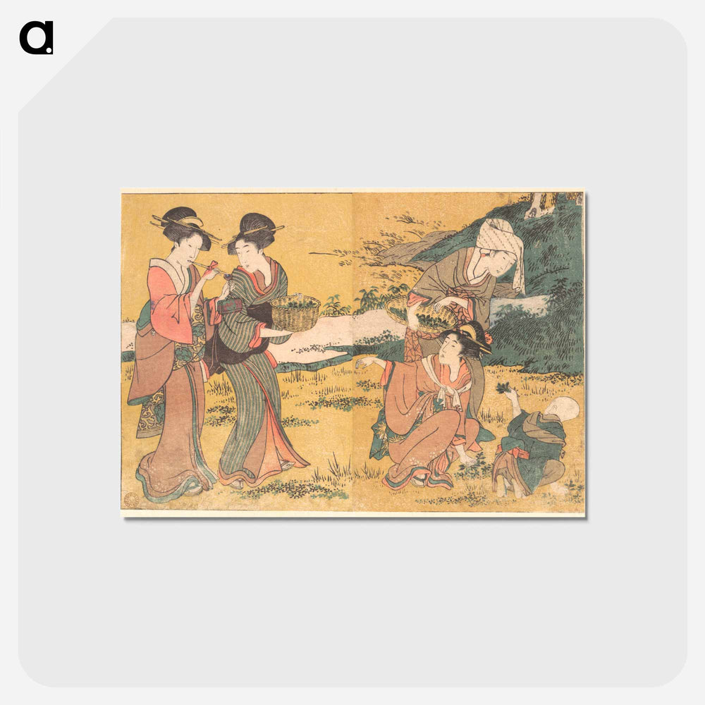 Girls Picking Green Leaves - 喜多川 歌麿 Postcard.